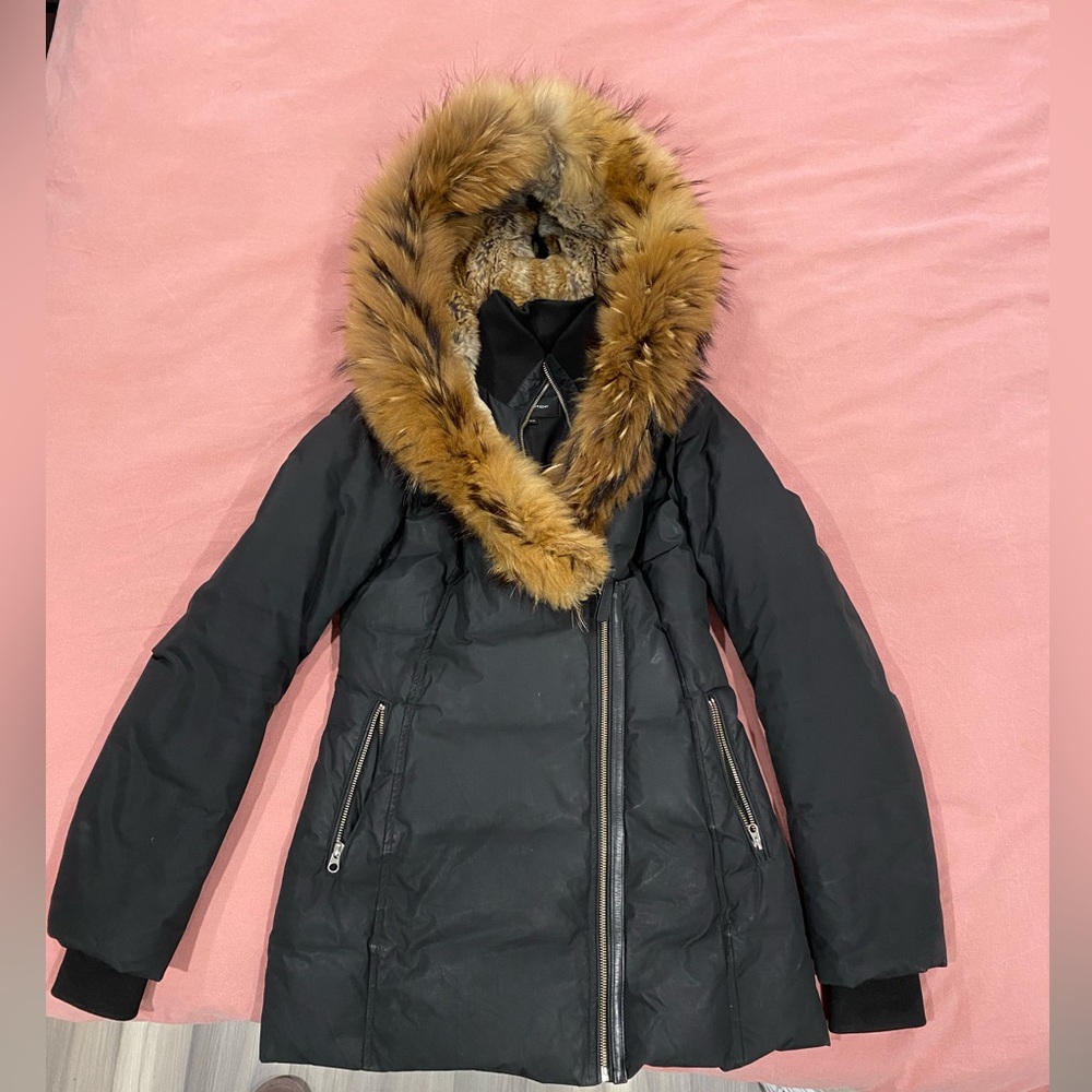 Mackage Trish coat with natural fur and signature mackage collar